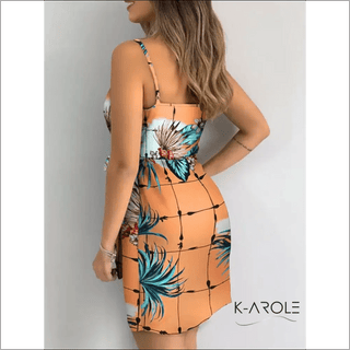 Elegant Tropical Floral Mini Dress - K - AROLE