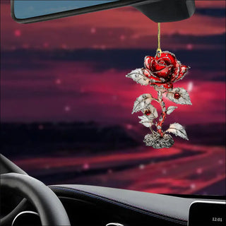 Valentine’s Day Red Rose 2D Pendant Car Interior Design