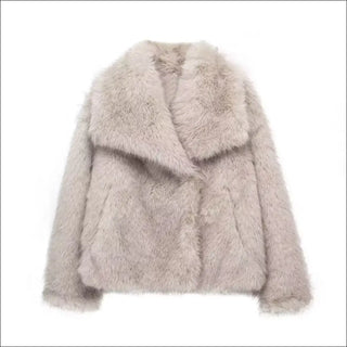 Winter Plush Coat Fashion Thicken Lapel Outwear Casual Long