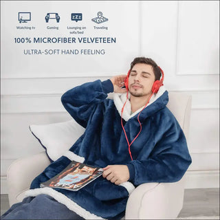 Winter TV Hoodie Blanket Winter Warm Home Clothes Women Men Oversized Pullover With Pockets K-AROLE