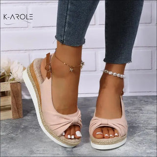 Bow Shoes Summer Peep Toe Platform Sandals Buckle Daily Casual Shoes - Elegance and K-AROLE