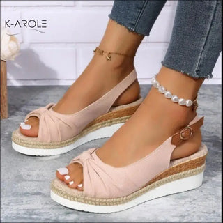 Bow Shoes Summer Peep Toe Platform Sandals Buckle Daily Casual Shoes - Elegance and K-AROLE