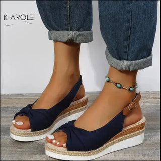 Bow Shoes Summer Peep Toe Platform Sandals Buckle Daily Casual Shoes - Elegance and K-AROLE