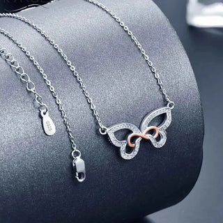 Cubic Zirconia Butterfly Infinity Necklace in Sterling Silver K-AROLE