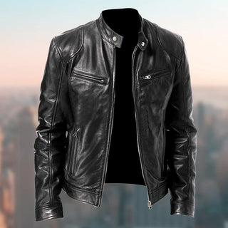 Stylish leather jacket with zipper pockets for the modern gentleman from K-AROLE.