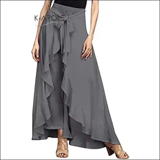 k-AROLE Trousy Ruffle PantSkirt-Casual Ruffle Drawstring Trouser Elegant High Waist Pant K-AROLE