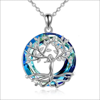 Sterling Silver Tree of Life Pendant Necklace Jewelry Gift for Women Girls with Crystal K-AROLE