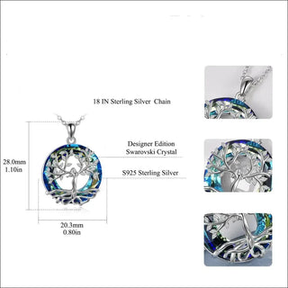 Sterling Silver Tree of Life Pendant Necklace Jewelry Gift for Women Girls with Crystal K-AROLE