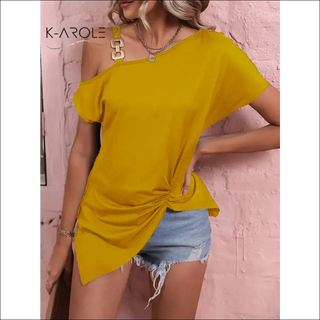 Women Clothes Off Shoulder Blouse Summer Irregular Design Tops Shirt K-AROLE