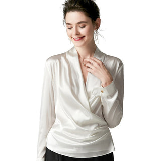 Womens Elegant Silk Blouse: Mulberry Silk, Long Sleeves